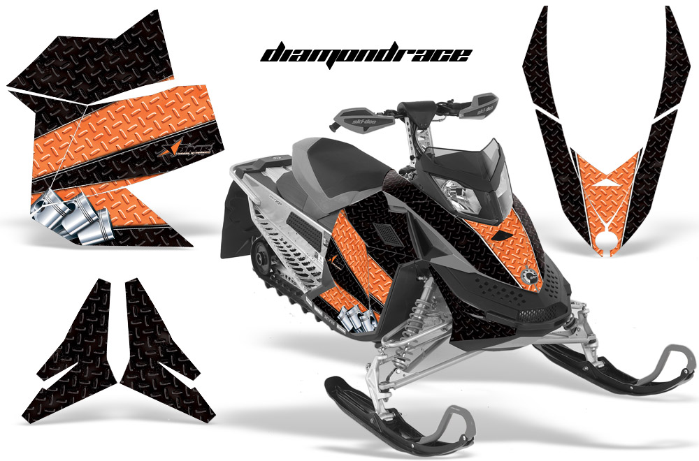 Skidoo REV XP Graphics Kit ORANGE BLACKBG DiamondRace